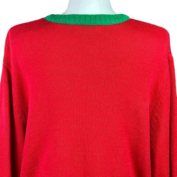 Imagin8 Holiday Ugly Sweater Size Large Red Green White Llama Fun Cozy Pullover - Picture 4 of 10